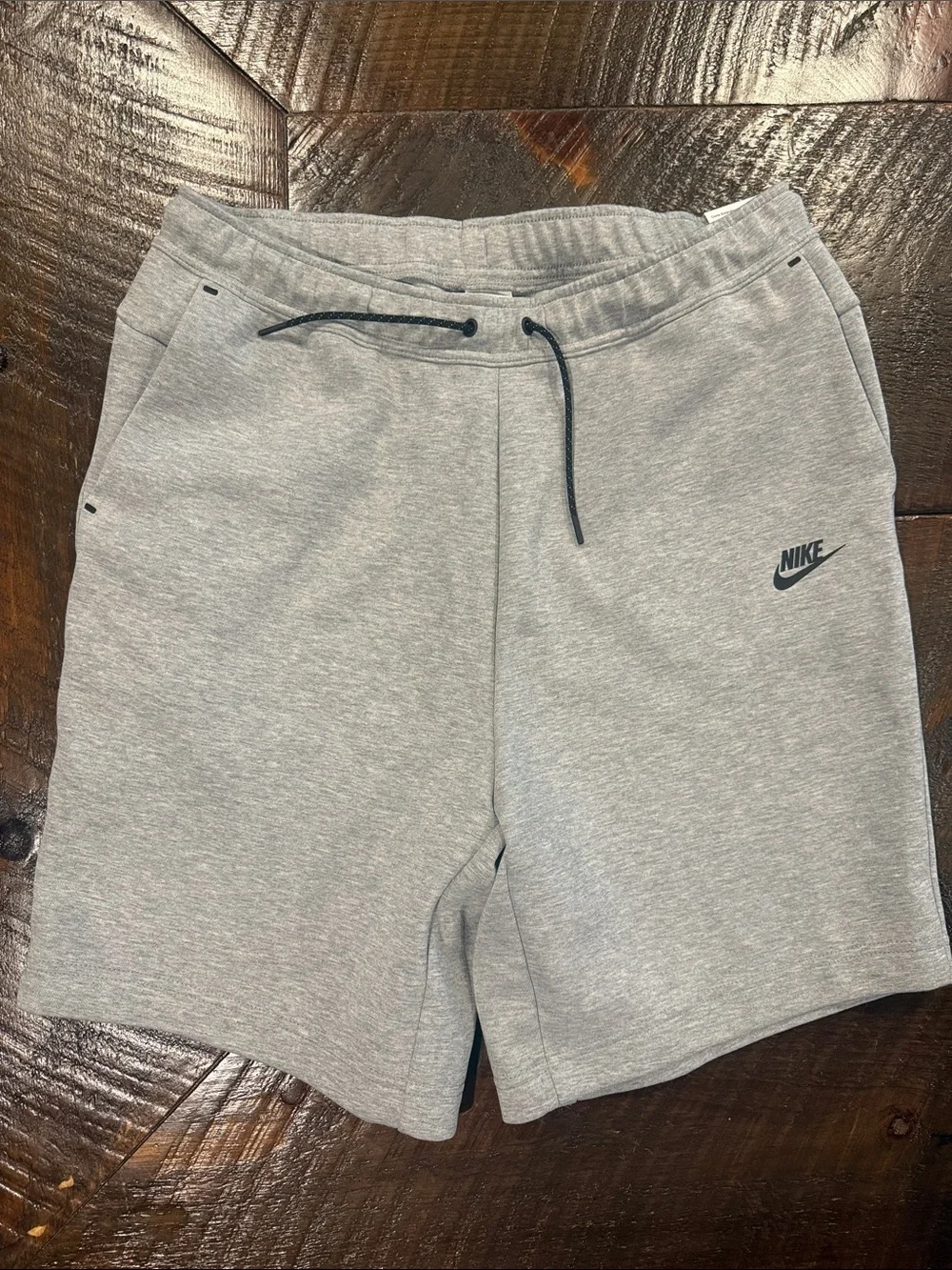 Nike Gray Athletic Fleece Shorts with Black Drawcord